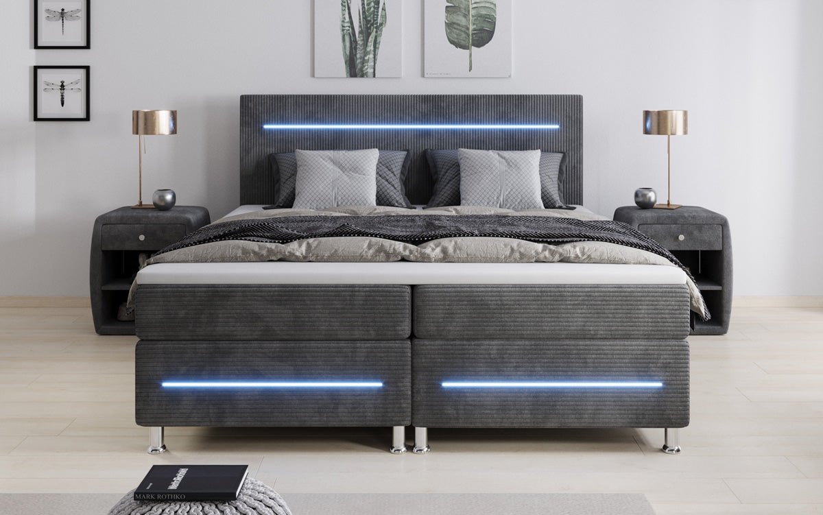 Sejour box spring bed with LED in cord