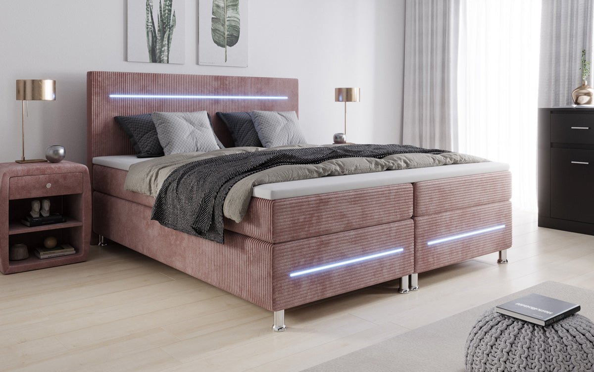 Sejour box spring bed with LED in cord
