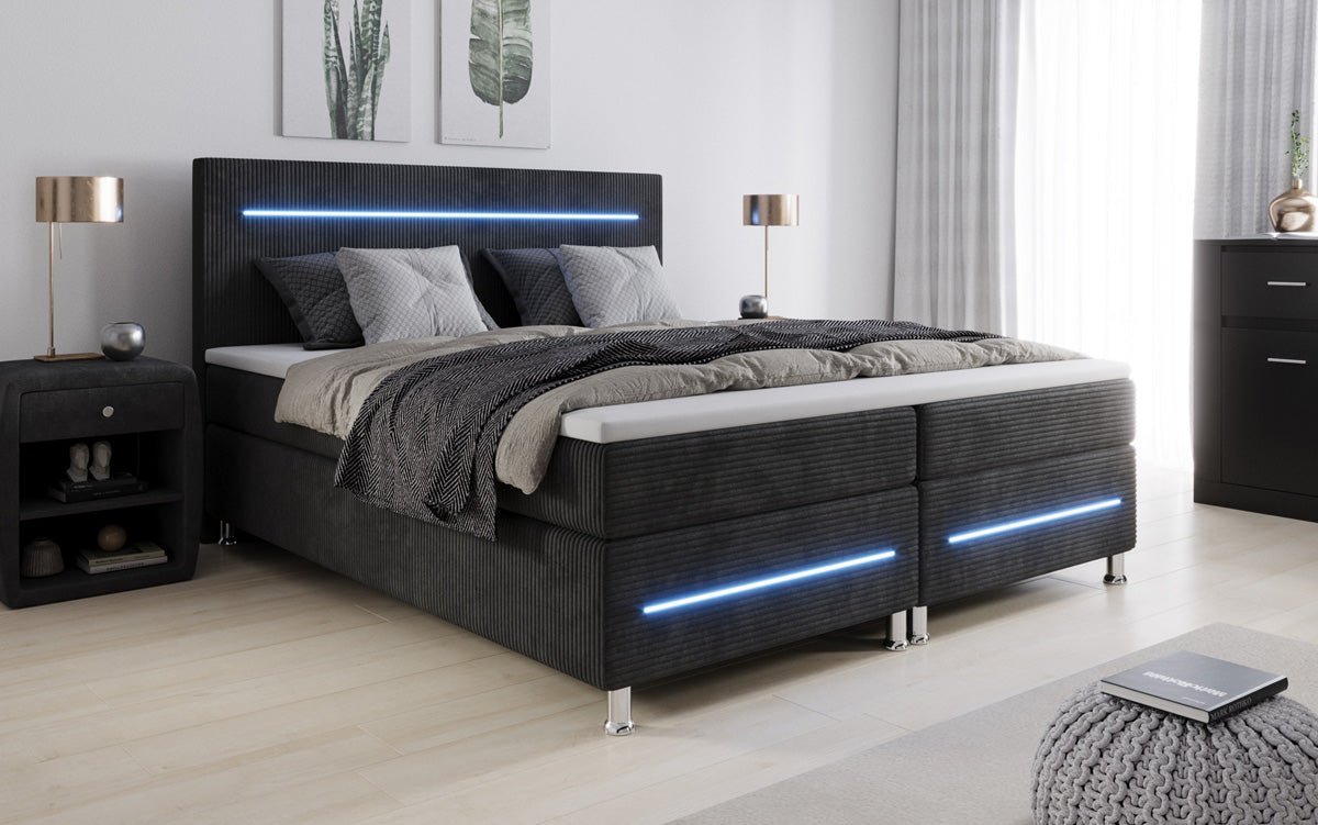 Sejour box spring bed with LED in cord