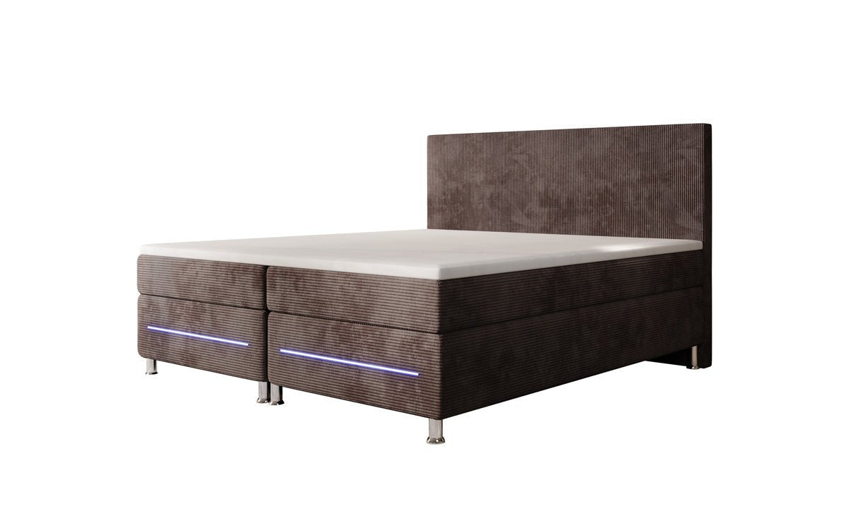 Simple box spring bed with LED in corduroy