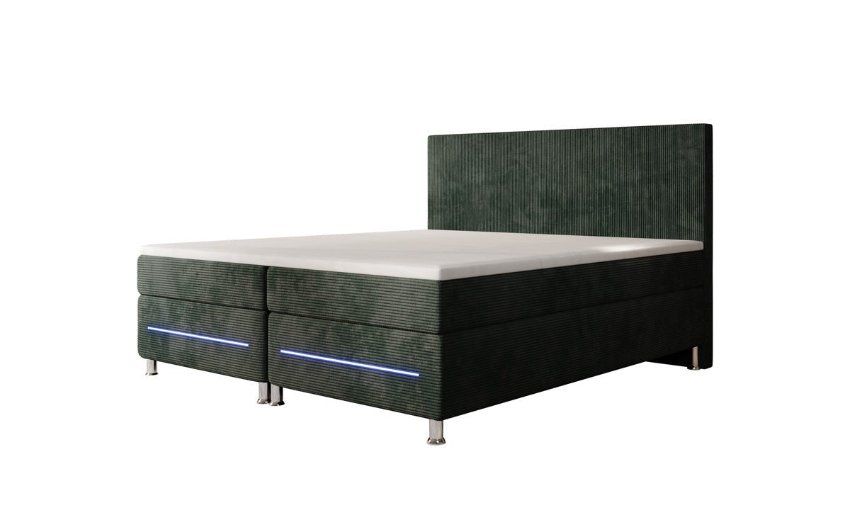 Simple box spring bed with LED in corduroy