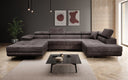 Designer Sofa Lago with sleeping and folding function in corduroy