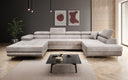 Designer Sofa Lago with sleeping and folding function in corduroy