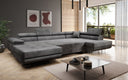 Designer Sofa Lago with sleeping and folding function in corduroy