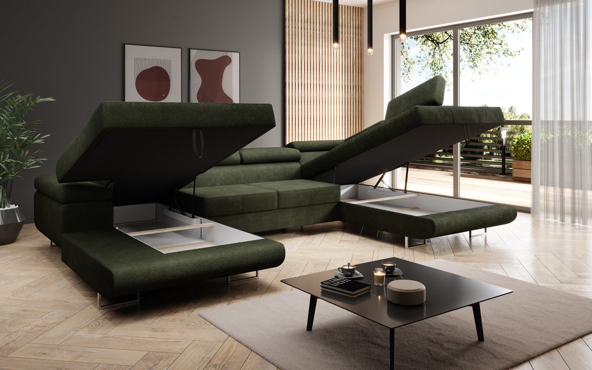 Canapé designer Lago avec fonction couchage et pliable en Bouclé