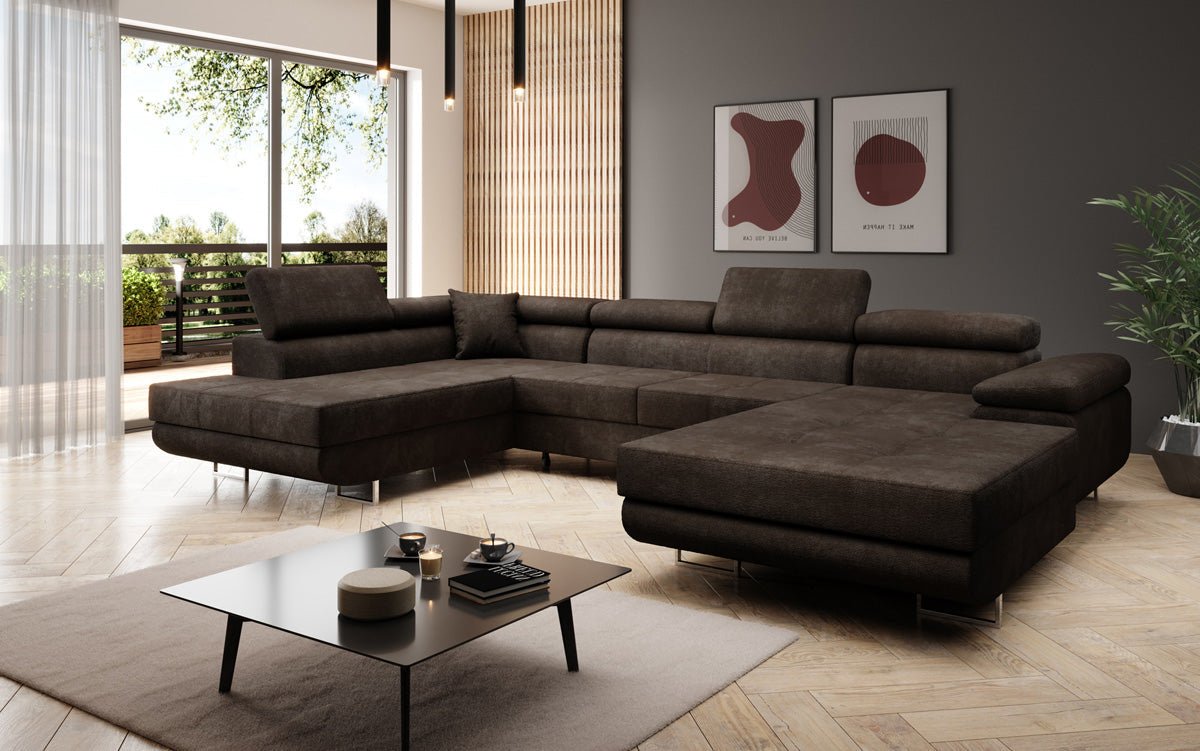Canapé designer Lago avec fonction couchage et pliable en Bouclé