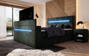 Sejour box spring bed with TV lift, RGB, and storage in corduroy