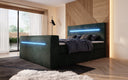 Sejour box spring bed with TV lift, RGB, and storage in corduroy