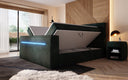 Sejour box spring bed with TV lift, RGB, and storage in corduroy