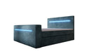 Sejour box spring bed with TV lift, RGB, and storage in corduroy