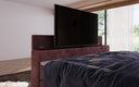 Sejour box spring bed with TV lift, RGB, and storage in corduroy