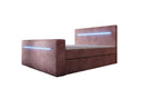 Sejour box spring bed with TV lift, RGB, and storage in corduroy
