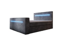 Sejour box spring bed with TV lift, RGB, and storage in corduroy
