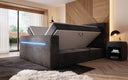 Sejour box spring bed with TV lift, RGB, and storage in corduroy