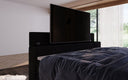 Sejour box spring bed with TV lift, RGB, and storage in corduroy