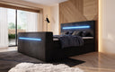 Sejour box spring bed with TV lift, RGB, and storage in corduroy