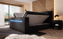 Sejour box spring bed with TV lift, RGB, and storage in corduroy