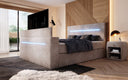 Sejour box spring bed with TV lift, RGB, and storage in corduroy