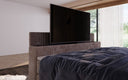 Sejour box spring bed with TV lift, RGB, and storage in corduroy