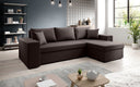 Designer Ecksofa Denver Kunstleder mit Schlaf- und Klappfunktion