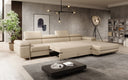 Designer Ecksofa Calvera Maxi mit Schlaf- und Klappfunktion in Bouclé