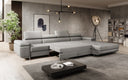 Designer Ecksofa Calvera Maxi mit Schlaf- und Klappfunktion in Bouclé