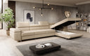 Designer Ecksofa Calvera Maxi mit Schlaf- und Klappfunktion in Bouclé