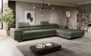 Designer Ecksofa Calvera Maxi mit Schlaf- und Klappfunktion in Bouclé