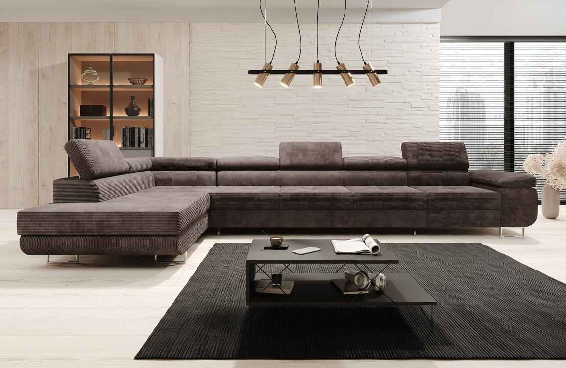 Canapé designer Maxi avec fonction couchage et pliable en velours côtelé