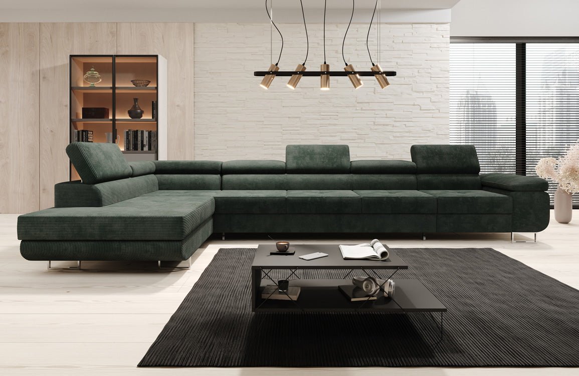 Canapé designer Maxi avec fonction couchage et pliable en velours côtelé