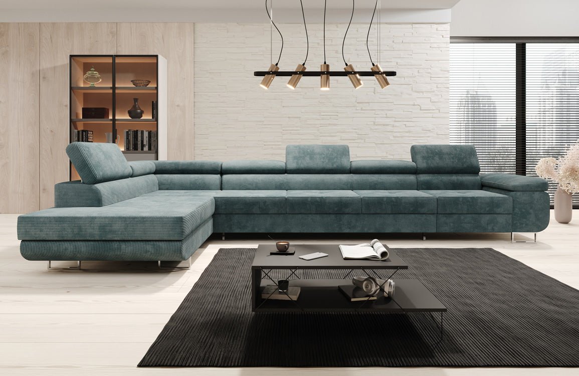 Canapé designer Maxi avec fonction couchage et pliable en velours côtelé