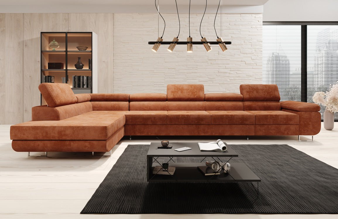 Canapé designer Maxi avec fonction couchage et pliable en velours côtelé