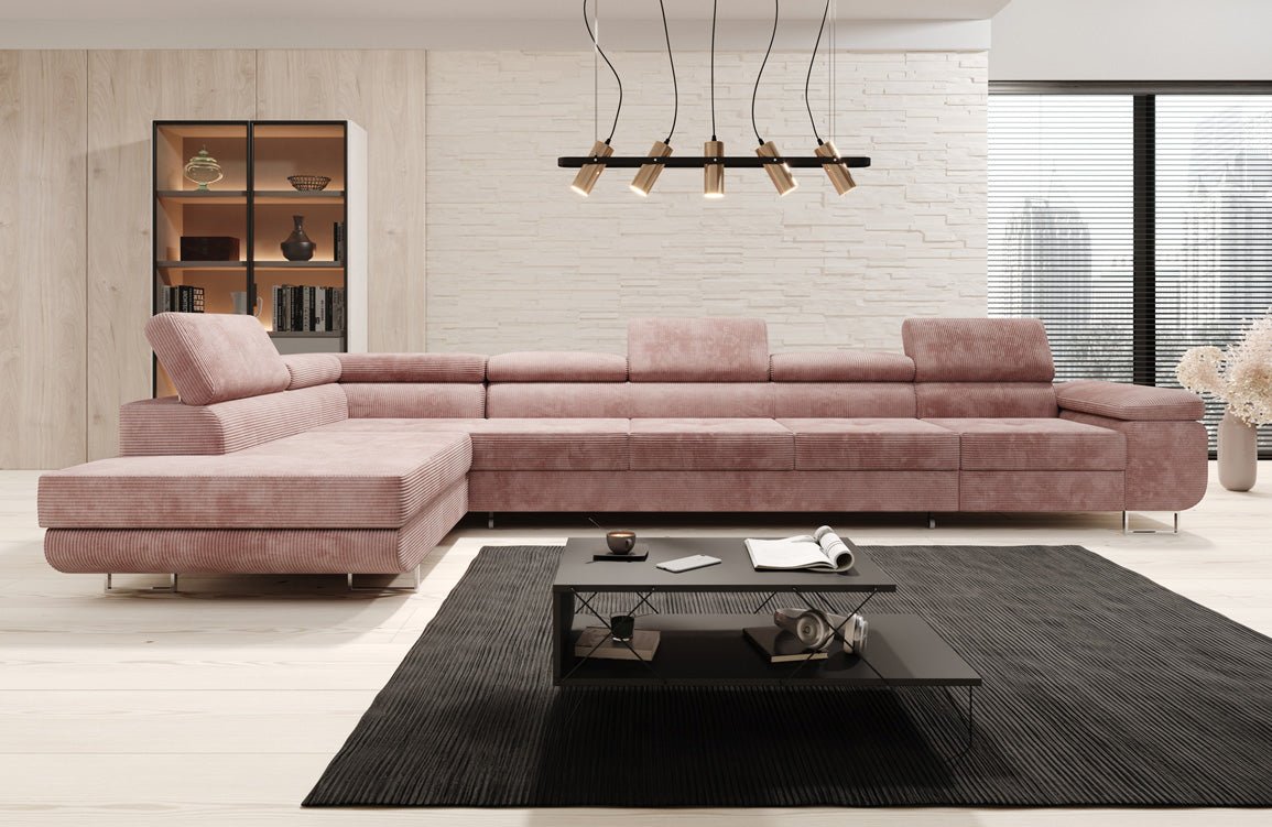 Canapé designer Maxi avec fonction couchage et pliable en velours côtelé
