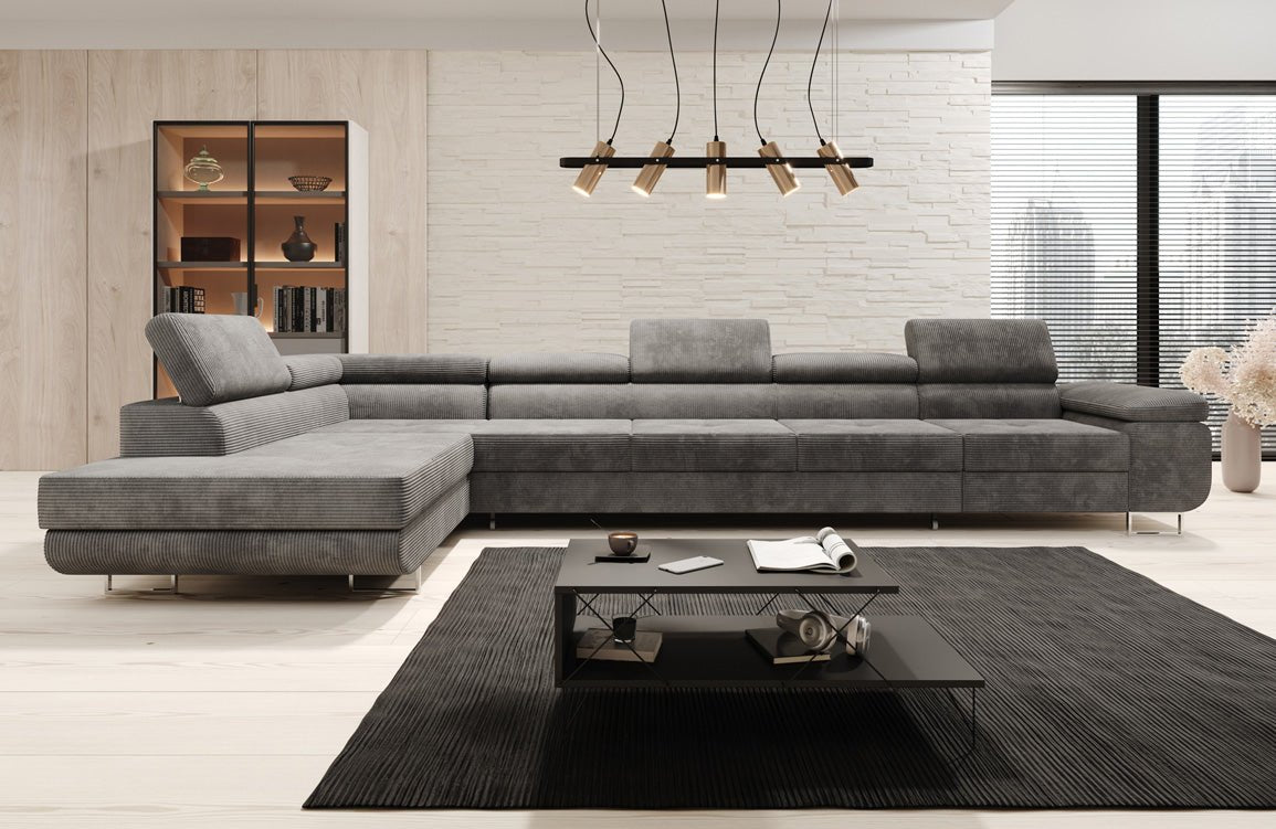 Canapé designer Maxi avec fonction couchage et pliable en velours côtelé