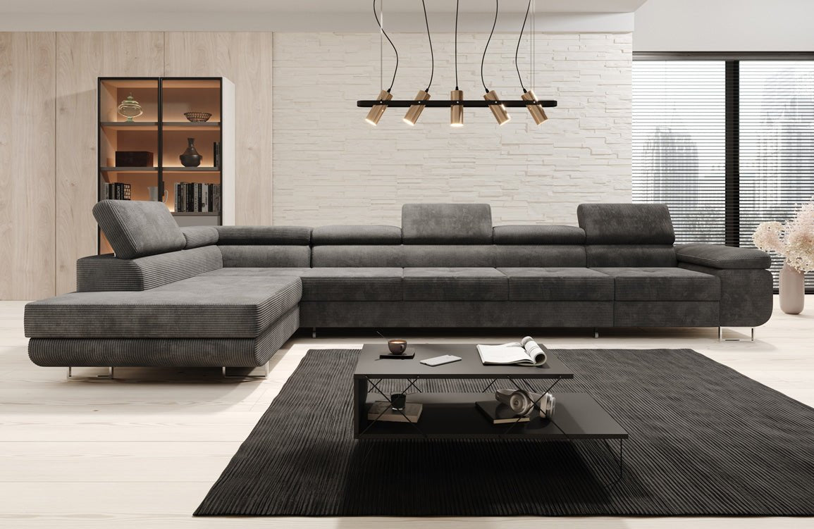 Canapé designer Maxi avec fonction couchage et pliable en velours côtelé