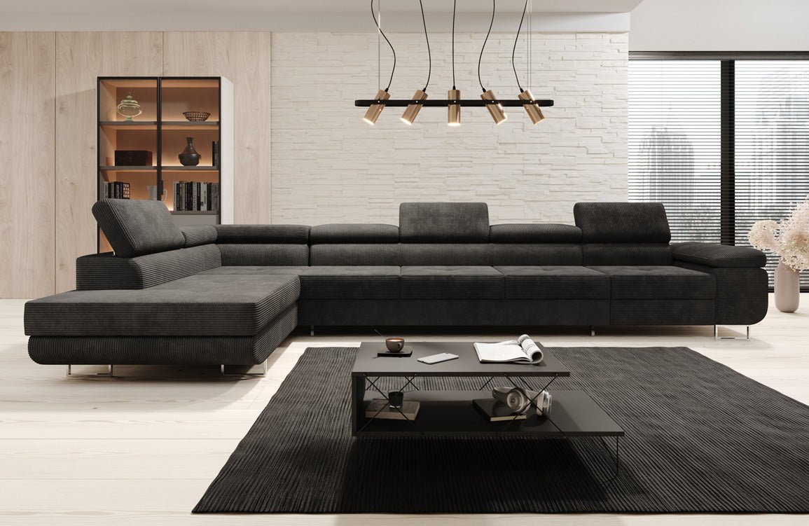 Canapé designer Maxi avec fonction couchage et pliable en velours côtelé