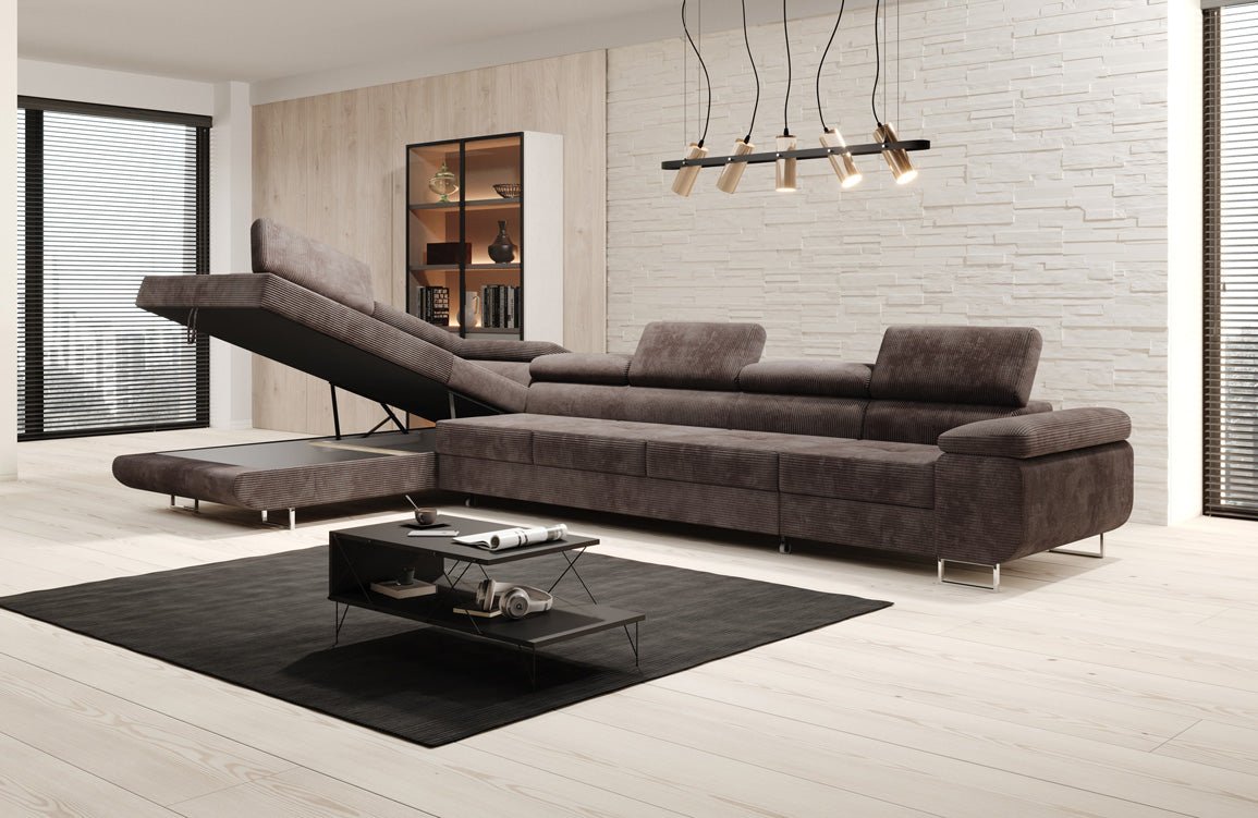 Canapé designer Maxi avec fonction couchage et pliable en velours côtelé
