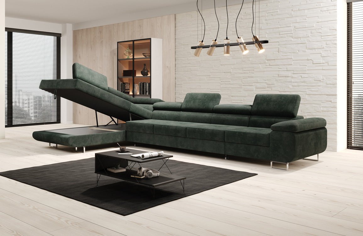 Canapé designer Maxi avec fonction couchage et pliable en velours côtelé