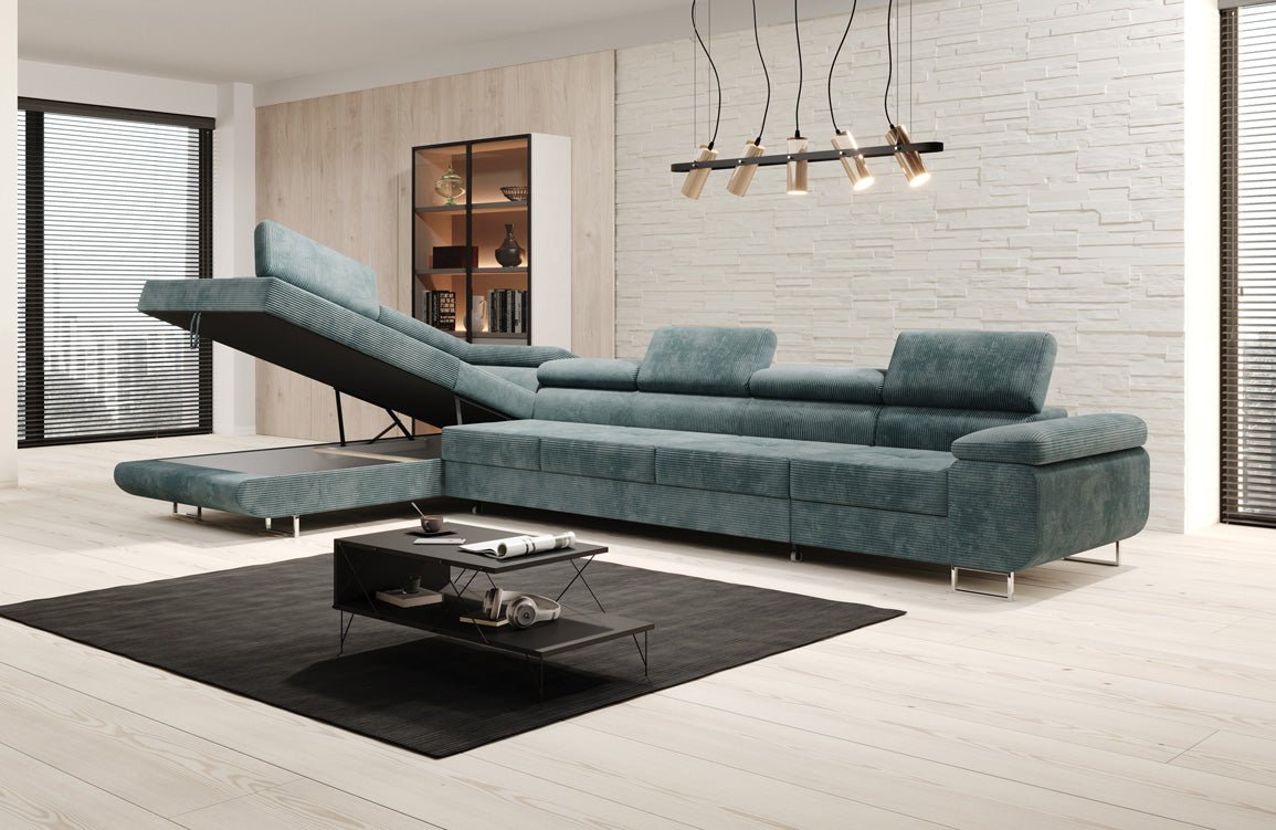Canapé designer Maxi avec fonction couchage et pliable en velours côtelé