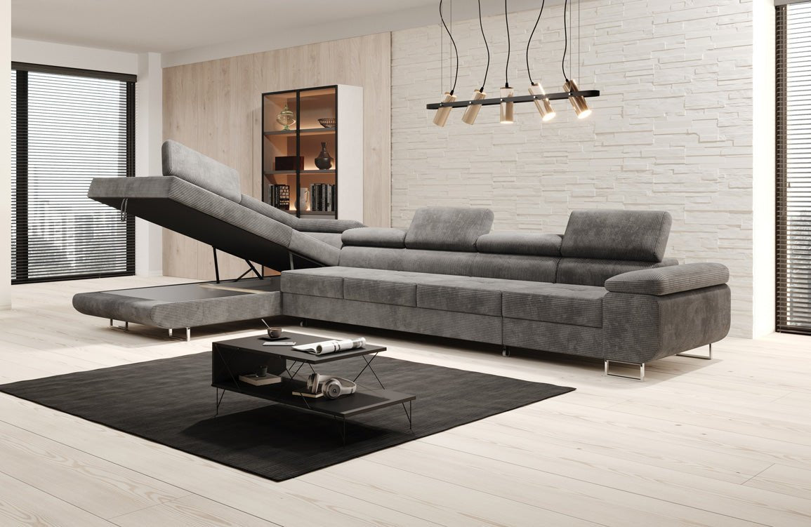 Canapé designer Maxi avec fonction couchage et pliable en velours côtelé