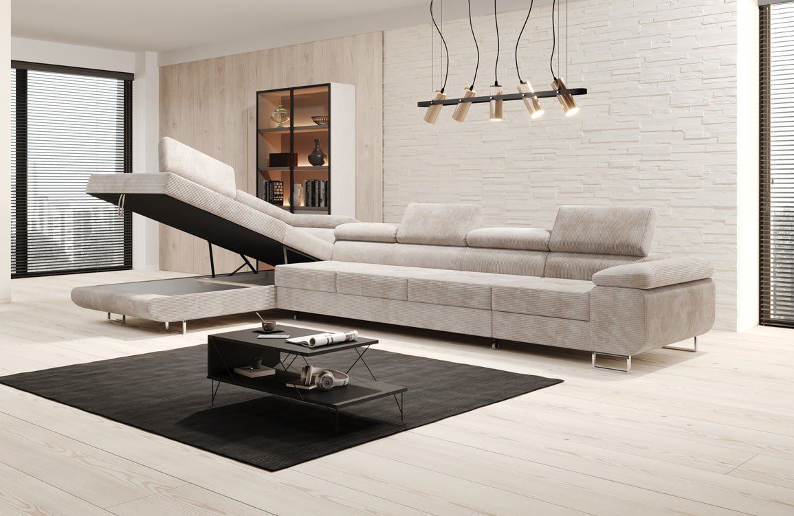 Canapé designer Maxi avec fonction couchage et pliable en velours côtelé