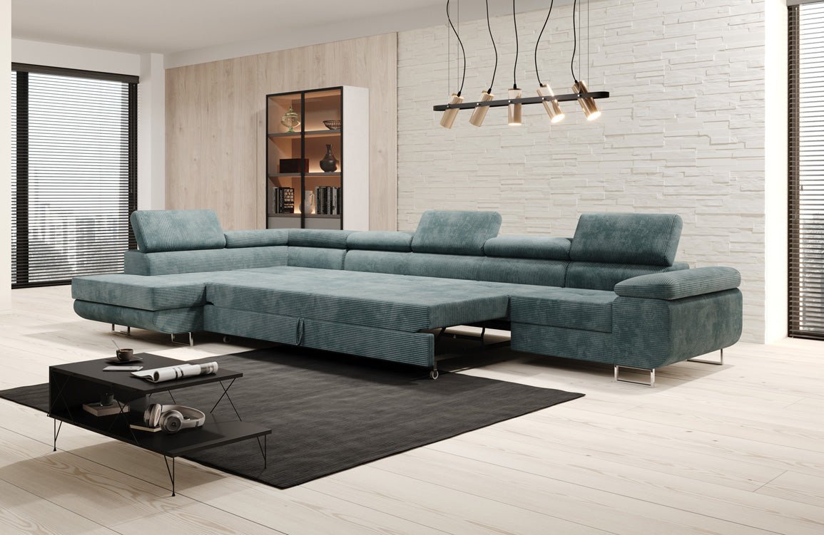 Canapé designer Maxi avec fonction couchage et pliable en velours côtelé