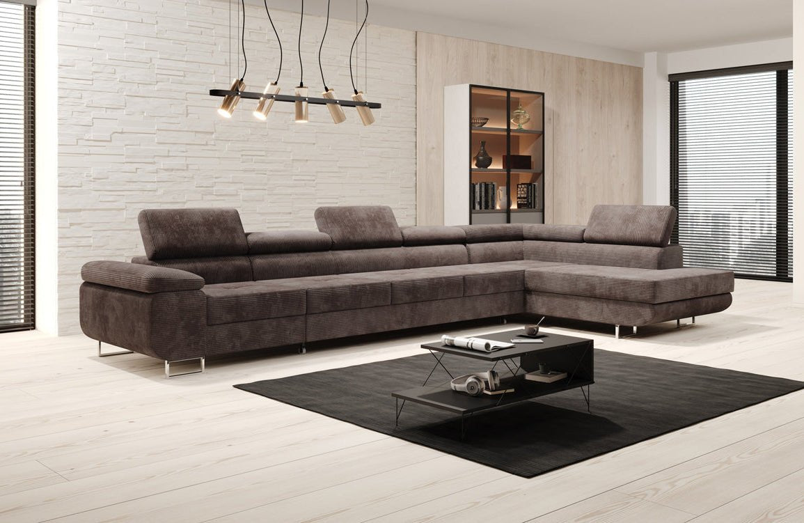 Canapé designer Maxi avec fonction couchage et pliable en velours côtelé