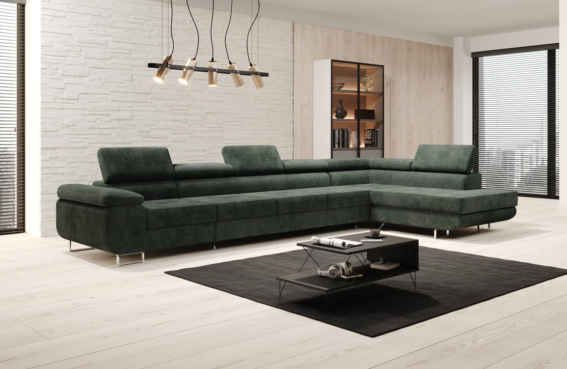 Canapé designer Maxi avec fonction couchage et pliable en velours côtelé