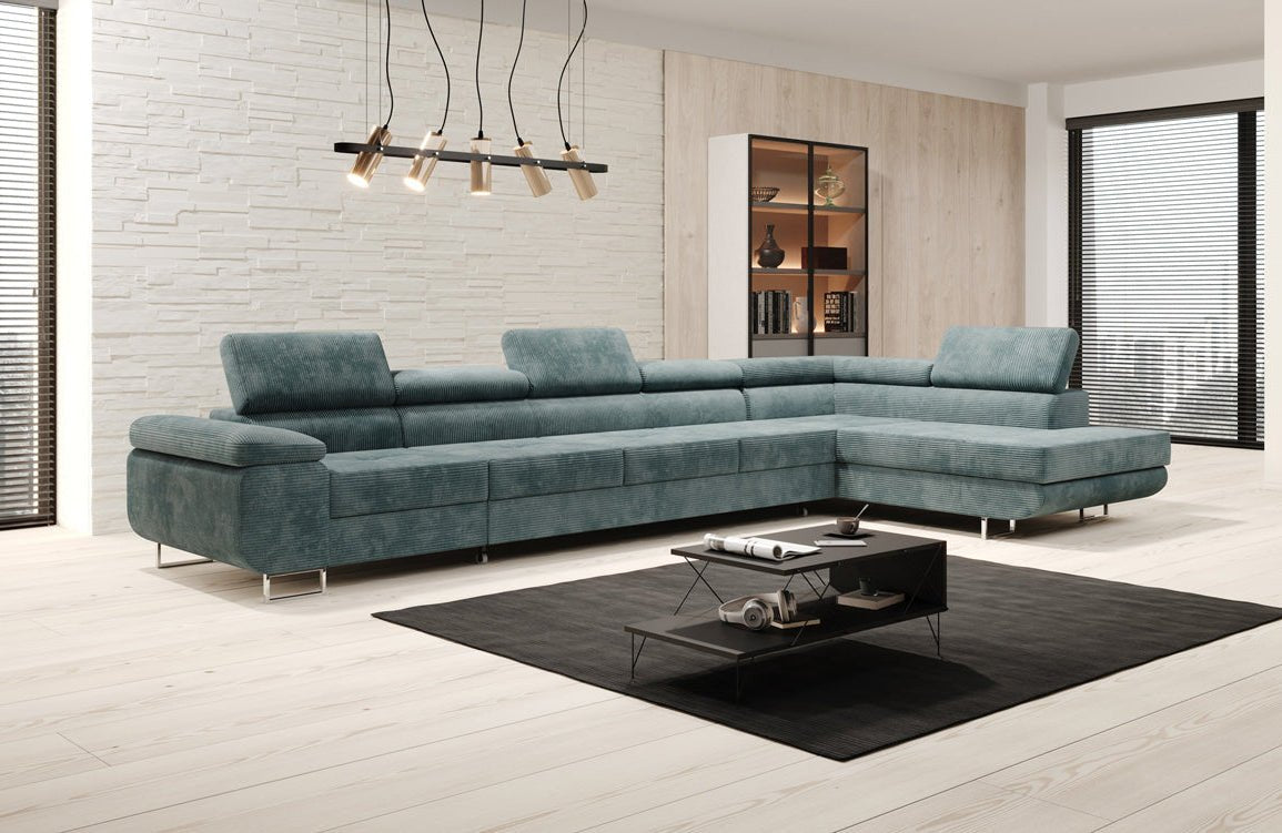 Canapé designer Maxi avec fonction couchage et pliable en velours côtelé