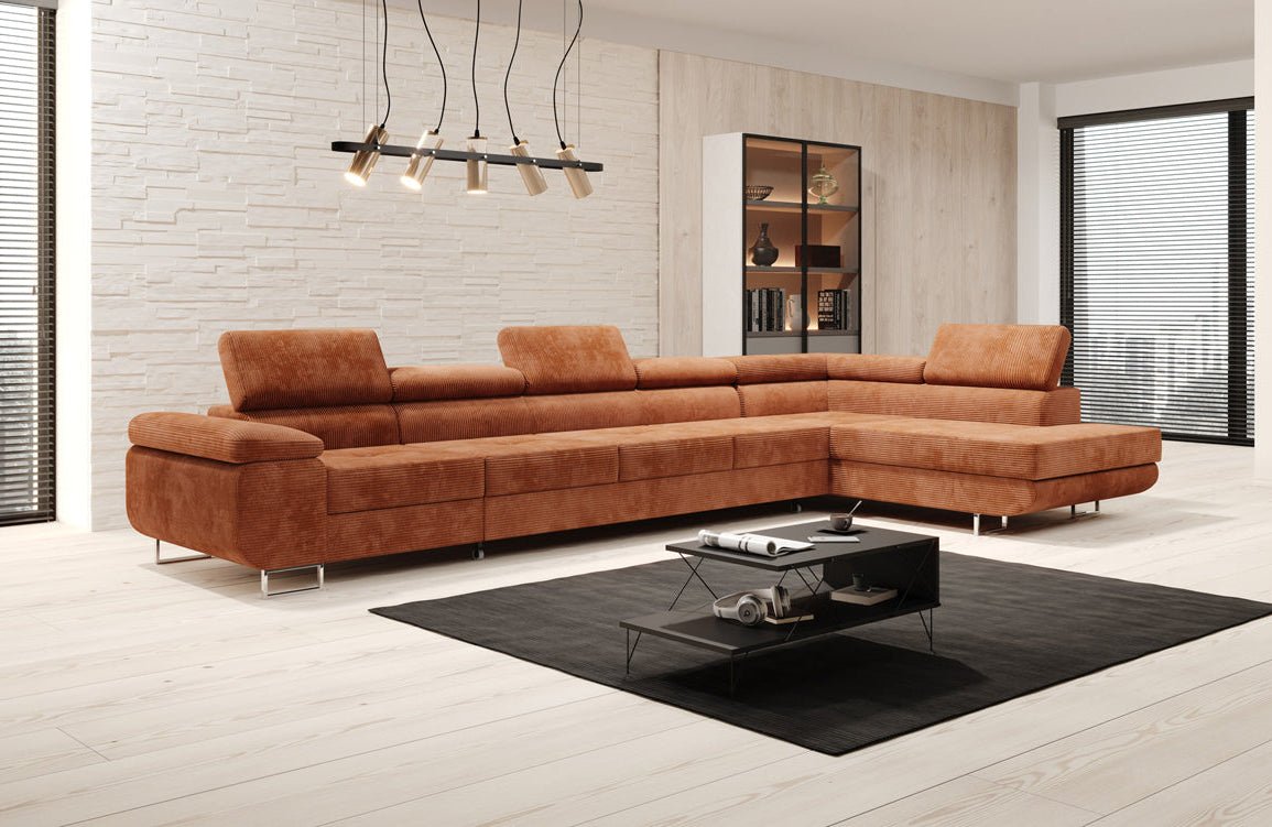 Canapé designer Maxi avec fonction couchage et pliable en velours côtelé