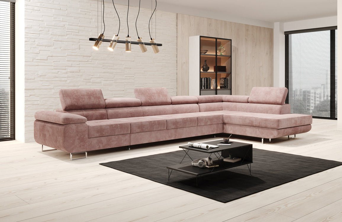 Canapé designer Maxi avec fonction couchage et pliable en velours côtelé