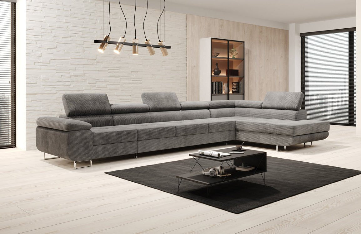 Canapé designer Maxi avec fonction couchage et pliable en velours côtelé