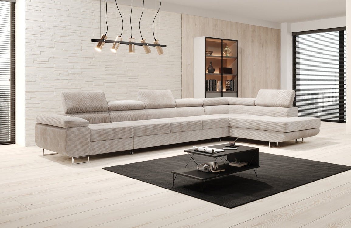 Canapé designer Maxi avec fonction couchage et pliable en velours côtelé