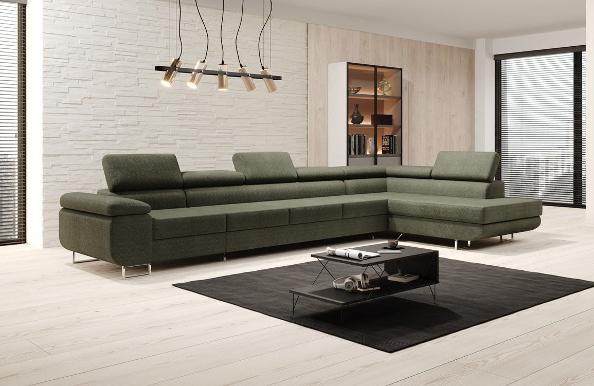 Designer Sofa Maxi mit Schlaf - und Klappfunktion in Bouclé